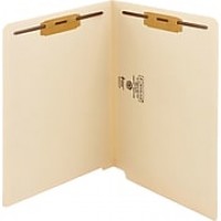 Smead WaterShed/CutLess End Tab Fastener Folders, Letter, 8.5"x11"Sheet Size, End Tab, 11 pt., Manila, 50/Box